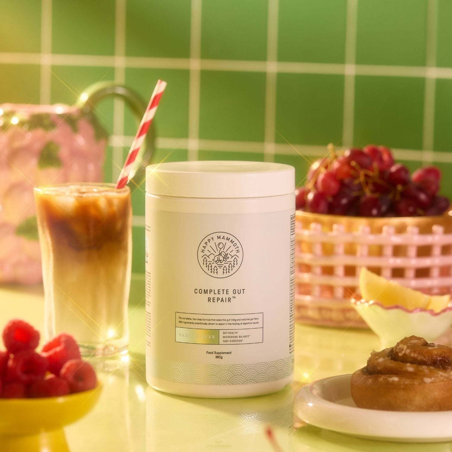 Large Green Square Tile Backdrops