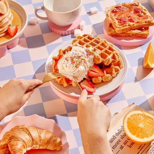 Blue & Peach checkered Backdrop - Propsyland